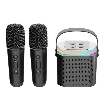 Mini karaoke machine, LED speaker with Bluetooth, suitable for family birthday party, microphone for girls and boys.