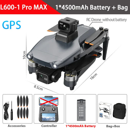 Drone professionnel L600-1 Pro MAX 4K avec caméra HD, GPS à cardan 3 axes, 360 °   Jouets pour évitement d'obstacles 5G WIFI RC Quadcopter