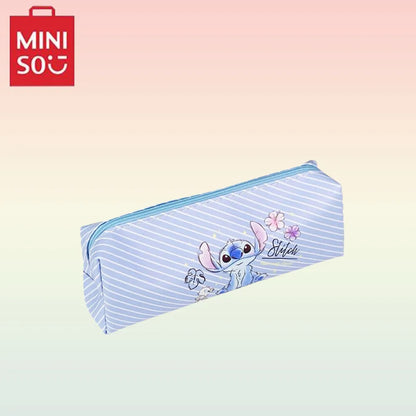 MINISO Stitch Anime Pencil Case Stitch Print Pen Bag  Cartoon Students Storage Bag Stationery kids Toy Student Christmars Gift