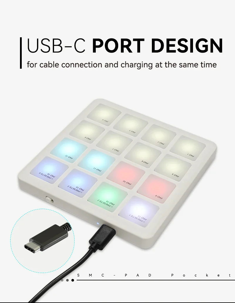 Contrôleur MIDI sans fil Portable M-VAVE SMC-PAD, 16 tampons, Percussion appropriée, DJ, arrangeur de musique, contrôleur de clavier
