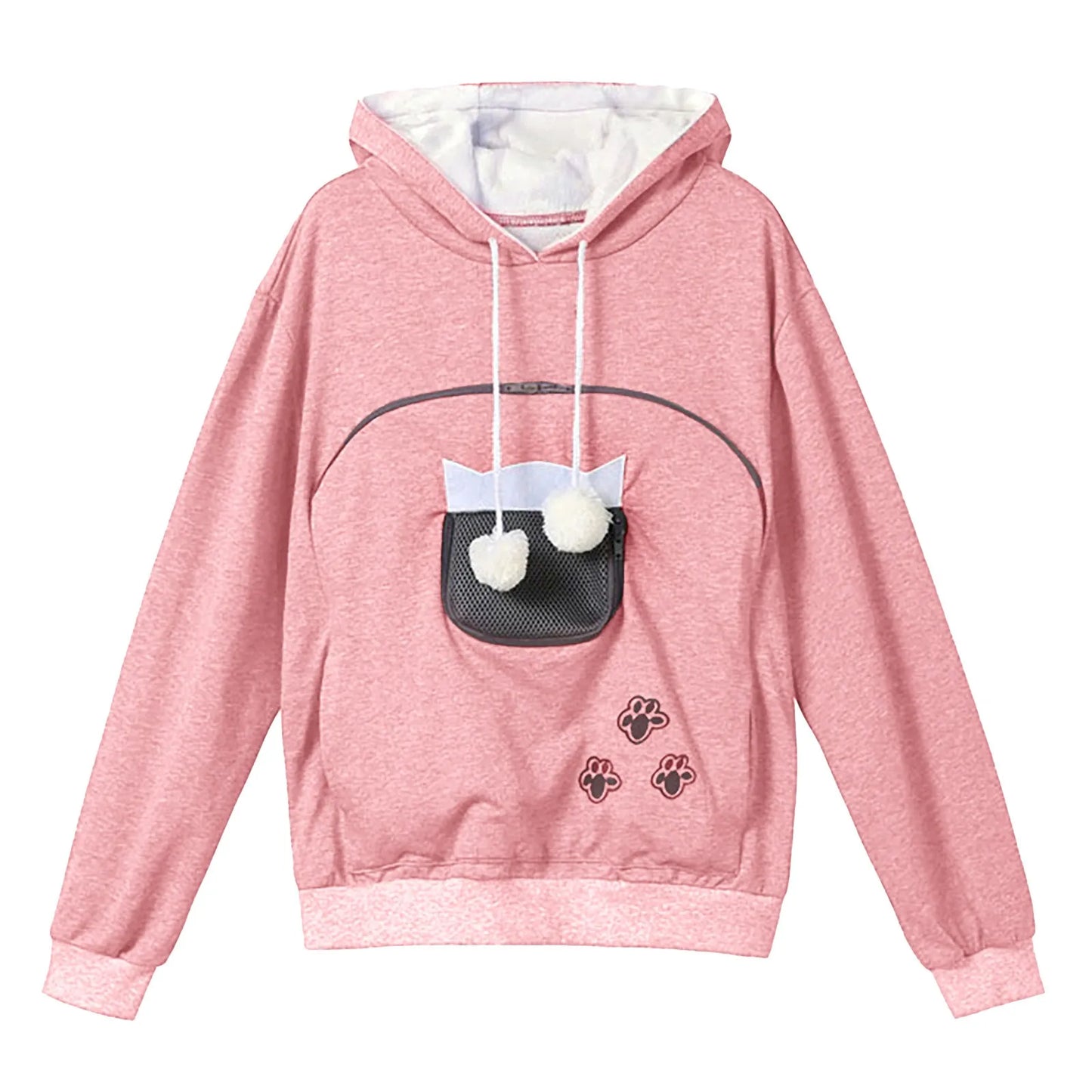 Hoodies For Teen Girls Women'S Solid Sport Casual Funny Cat Ear Zipper Mesh Large Pocket Hoodie 2000s Clothes Y2k