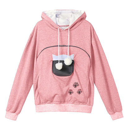 Hoodies For Teen Girls Women'S Solid Sport Casual Funny Cat Ear Zipper Mesh Large Pocket Hoodie 2000s Clothes Y2k