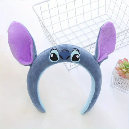 Bandeau Stitch de dessin animé Disney, joli bandeau en tissu cousu pour le lavage du visage, l'hydrothérapie, bandeau de maquillage