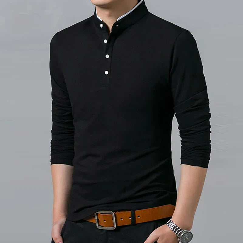 Polo à manches longues pour hommes, style décontracté et chic, idéal pour l'été, confortable et respirant, parfait pour les occasions formelles.
