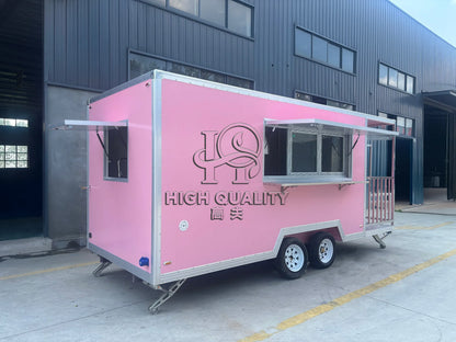 Remorque rose à vendre, nouveau camion de restauration, chariot mobile de restauration rapide, cuisine extérieure, remorque à glace et à pizza, norme américaine