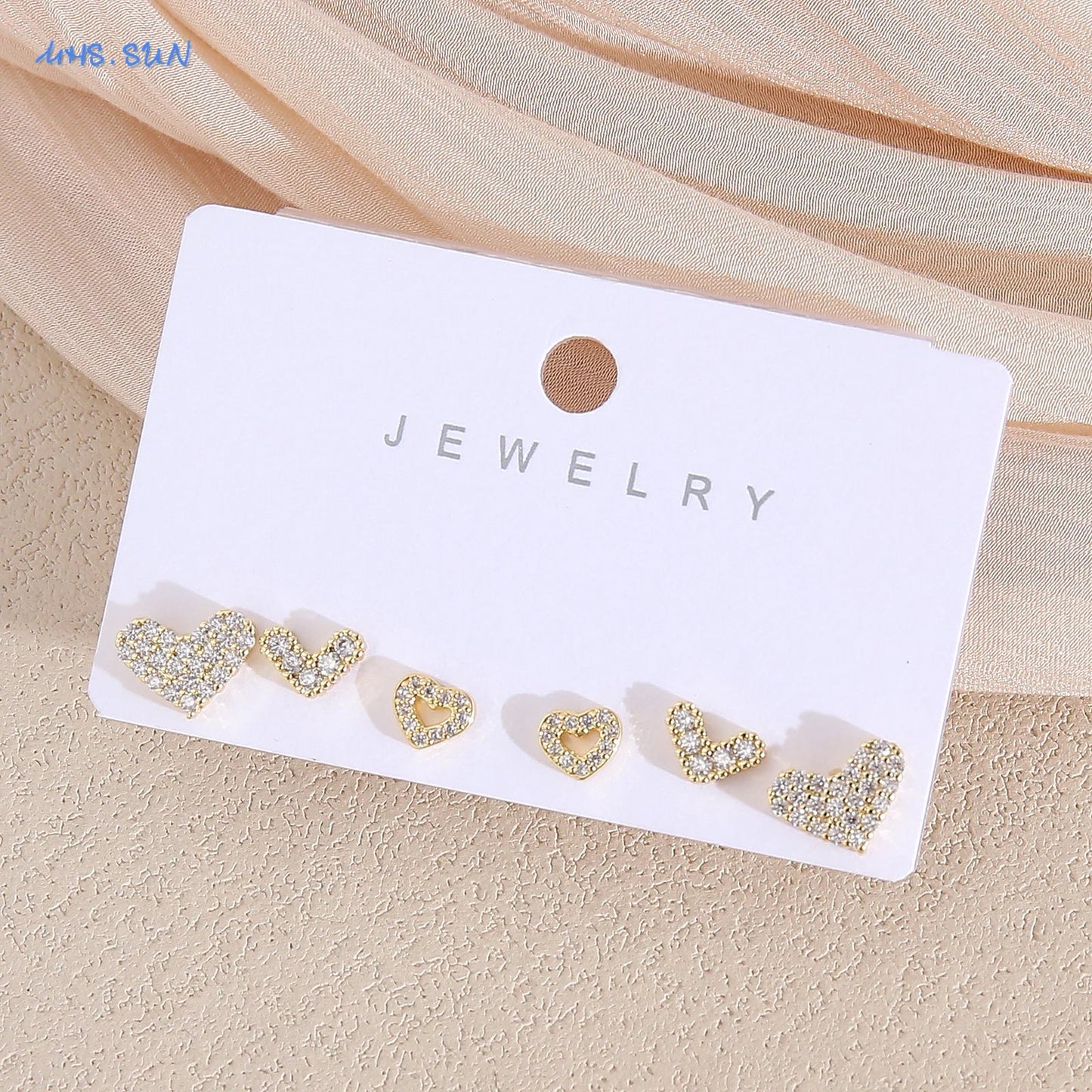 MHS.SUN-Ensemble de Boucles d'Oreilles Creuses en Forme de Cœur, pour Femme et Fille, 3 Paires