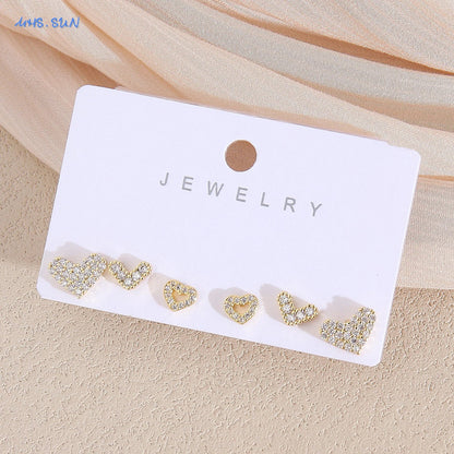 MHS.SUN-Ensemble de Boucles d'Oreilles Creuses en Forme de Cœur, pour Femme et Fille, 3 Paires