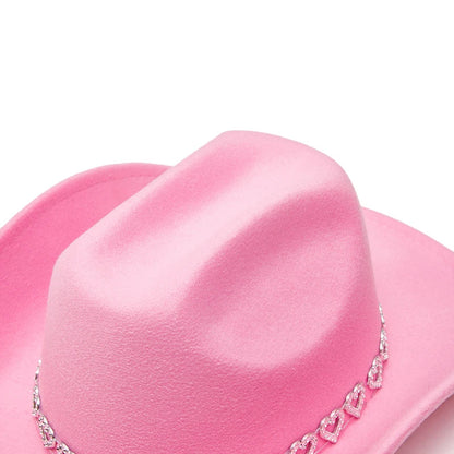 Chapeau de Cowgirl en strass pour femmes, Style occidental rétro, chapeau de soleil à large bord, casquettes de fête à thème