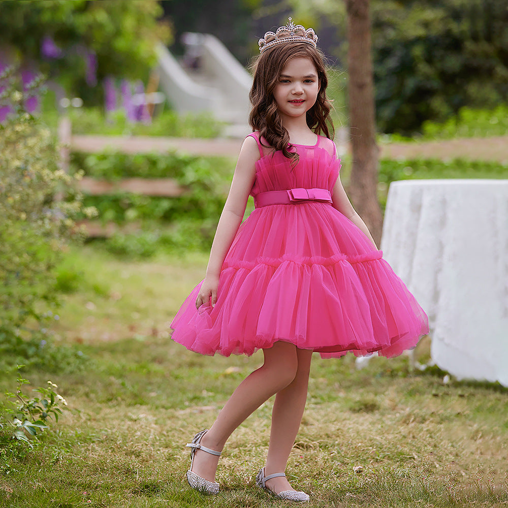 Formal evening gowns for children, elegant evening dresses for girls, with train, detachable princess dress