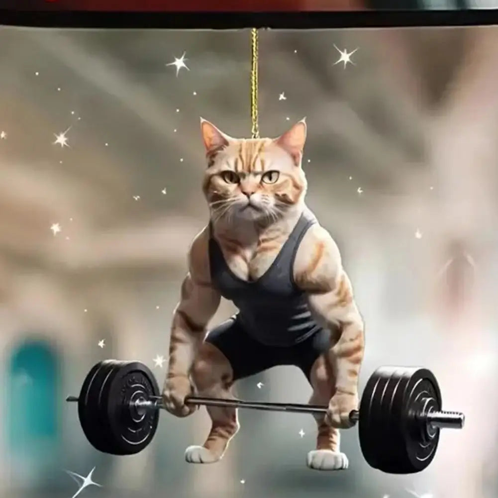 Pendentif Chat en Acrylique Décoration Suspendue avec Cordon Facile à Accrocher Breloque Ornement pour Rétroviseur Intérieur Accessoire Décoratif de Voiture 2D