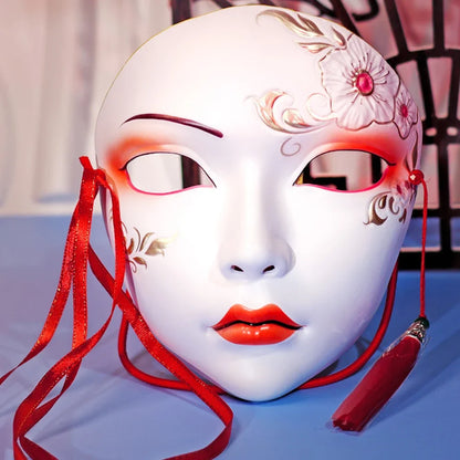 Masque de fête pour adultes, maquillage peint à la main, masque complet de file d'attente de carnaval, mascarade Kabuki pour carnaval Mardi Gras Cosplay