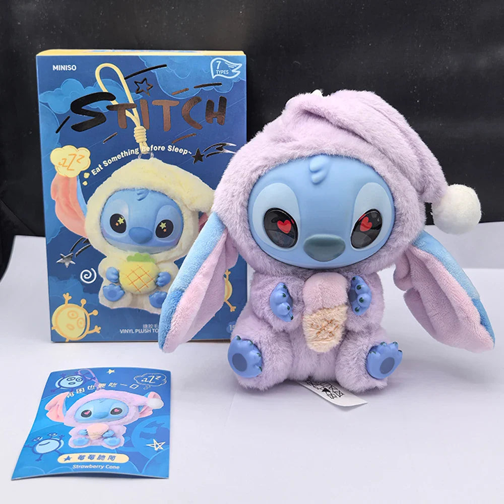 Stitch Eat Something Before Sleep Series Blind Box Plush Vinyl Toys Cute Doll Replica Mystery Box Bag Pendant Decor Gift