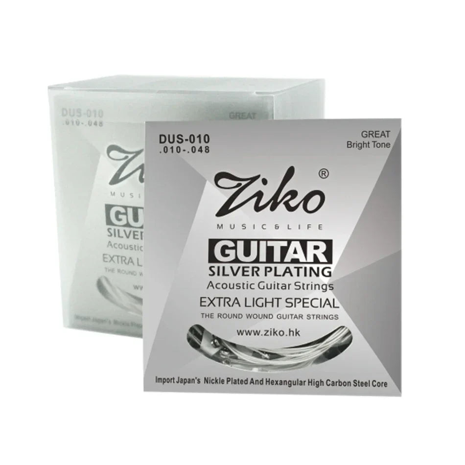 ZATM-Jeu de cordes JEParts pour instruments de musique acoustiques, plaqué argent, 6 cordes, 010 011 012