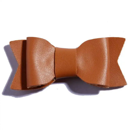 7.5CM Hot Sale Synthetic PU Leather Bows Knot For Hair Accessories Hair Bow With Clip For Headbands U Pick