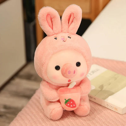 Peluche Kawaii Cochon Boba, Animal en Peluche Cochon, Déguisement Licorne Grenouille, Oreiller Doux, Jouets pour Enfants, Cadeau d'Anniversaire