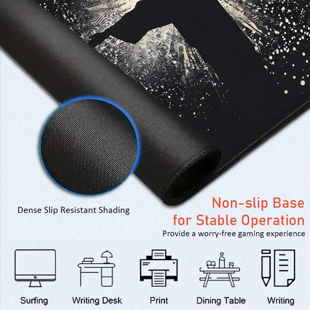Jesus & Cross Mouse Pad Large Desk Accessories Desk Pad Rubber Base with Stitched Edge Mousepad Non-Slip Mousepad for Office
