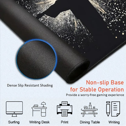 Jesus & Cross Mouse Pad Large Desk Accessories Desk Pad Rubber Base with Stitched Edge Mousepad Non-Slip Mousepad for Office