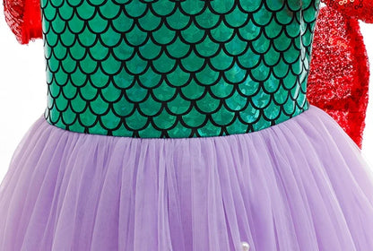 Robe Fille Robe de Princesse Sirène Déguisements pour Enfants Filles Élégante Robe de Performance pour Fête d'Anniversaire Vêtements d'Halloween Noël