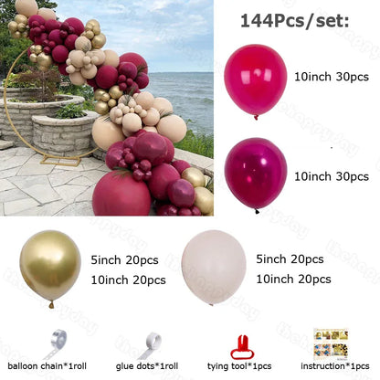 Kit de guirlande de ballons rouge vin bordeaux, arc de ballons en or rouge, guirlande de ballons de noël, décor de noël, décor de saint-valentin