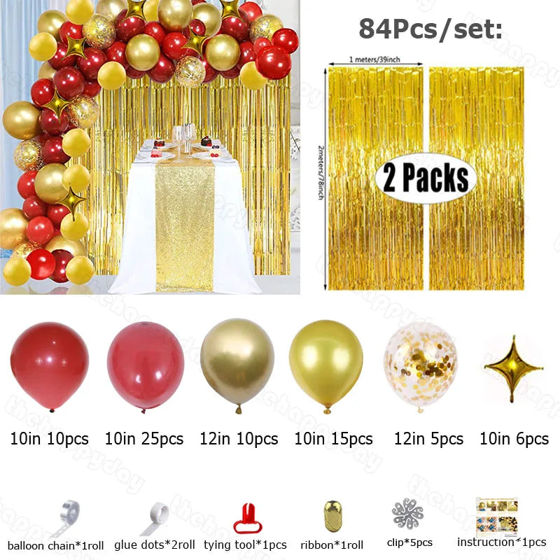 Kit de guirlande de ballons rouge vin bordeaux, arc de ballons en or rouge, guirlande de ballons de noël, décor de noël, décor de saint-valentin