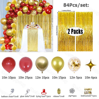 Kit de guirlande de ballons rouge vin bordeaux, arc de ballons en or rouge, guirlande de ballons de noël, décor de noël, décor de saint-valentin
