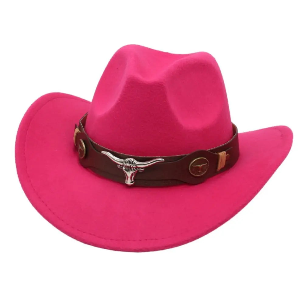 Chapeau de Cowboy occidental en laine Simple, chapeau de Jazz à large bord, couleur unie, chapeau de Cosplay de fête, casquettes de cyclisme