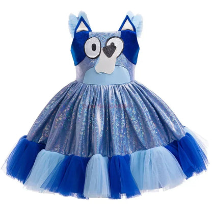 Nouvelle robe à bretelles d'été Bluey Anime pour fille, mignonne, pour fête d'anniversaire d'enfants, robe de soirée, robe de princesse, cadeau surprise pour fille