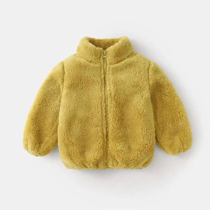 Manteau en peluche de couleur unie pour enfants, automne-hiver, chaud, pour bébés filles et garçons, veste décontractée, pardessus, vêtements pour enfants, vêtements d'extérieur pour tout-petits