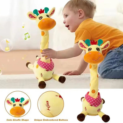 Electric Singing Dancing Giraffe Toy With Light & Voice Recording, Swing Motion Interactive Plush Animal For Kids Gift