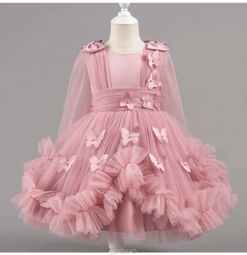 Robe de soirée 2025, robe de princesse pour filles, tenue de concours de fleurs, piano, Recital, anniversaire, mariage, jupe de ballerine, occasion formelle