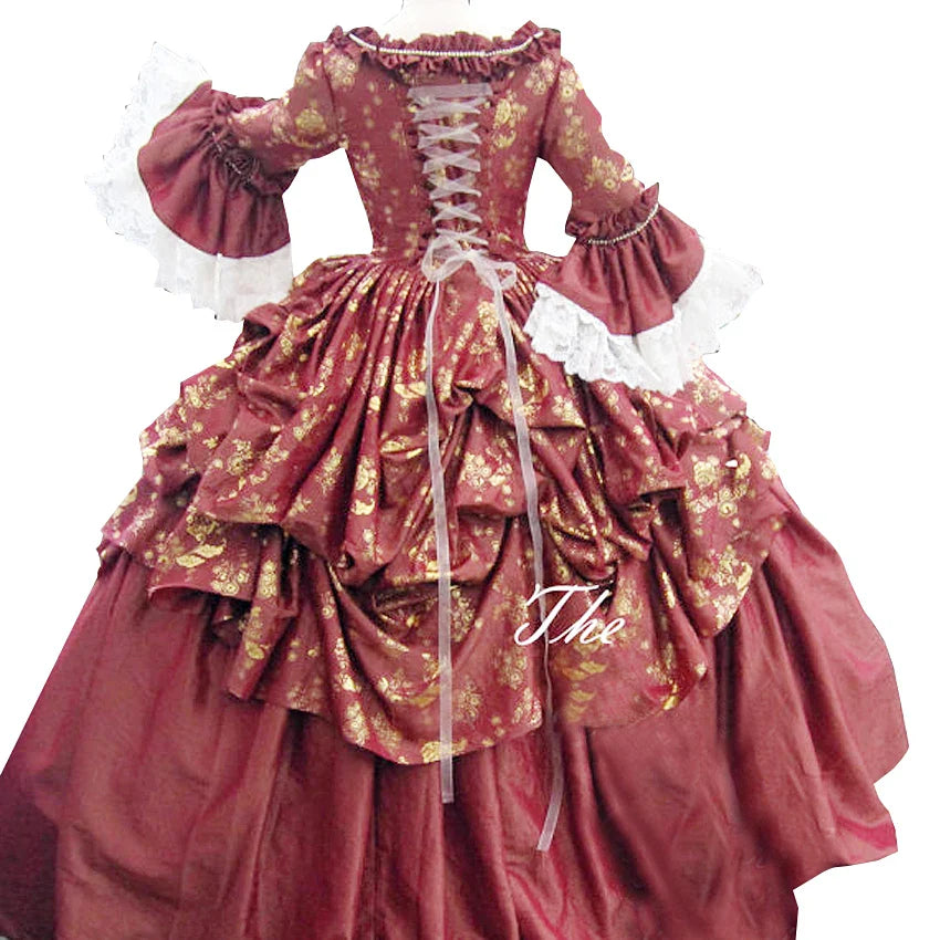 Robe de bal Marie-Antoinette géorgienne en satin, robe de soirée victorienne pour femme