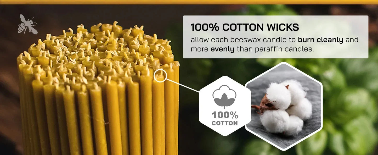 50/100Pcs Natural Beeswax Candle Decorative Hanukkah Candles Pure Beeswax Birthday Candle for Church Prayer Cake Christmas Party