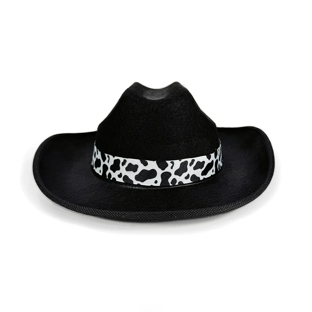Children's Cowboy Hat, High-Quality Cowgirl Hat, Cow Print Jazz Hat, Festive for Festival, Western Themed Event, Party
