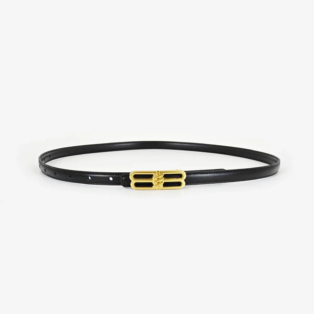 Women's genuine cowhide leather belt, luxury bb bucket, elegant design, denim belt, thin belt