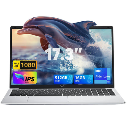 ACEMAGIC Laptop 17.3” FHD Laptop Intel Alder Lake N97 16GB RAM 512GB SSD Windows 11 Pro Notebook 180° Flip Computer Wifi5 BT5.0