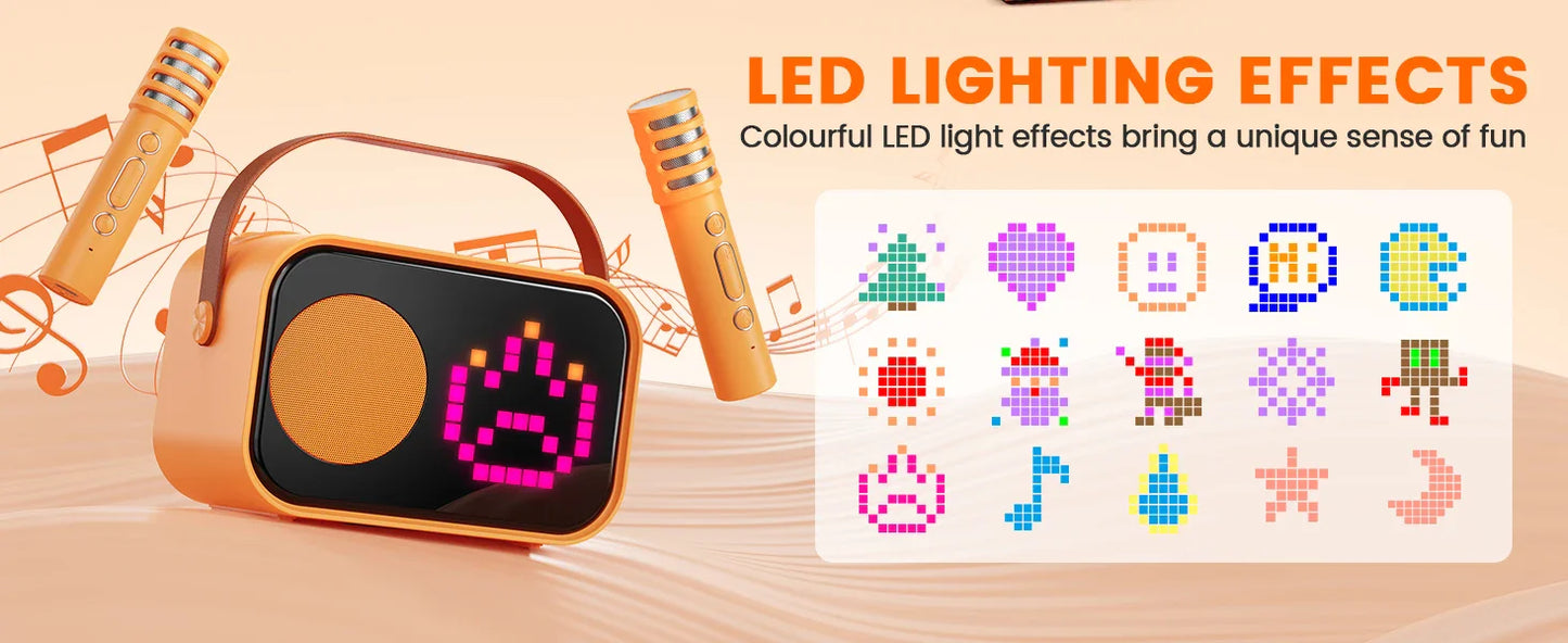 Mini Karaoke Machine for Kids, Portable Bluetooth Karaoke Speaker Unpowered Cabinets with 2 Wireless Microphones for Party