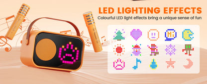 Mini Karaoke Machine for Kids, Portable Bluetooth Karaoke Speaker Unpowered Cabinets with 2 Wireless Microphones for Party