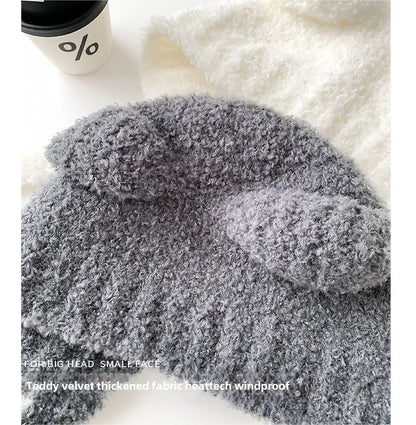 Chapeau en laine avec oreilles d'ours pour femme, bonnet de protection des oreilles à lacets, bonnets de bombardier pour l'extérieur, chaud, mode, cadeau de nouvel an, automne, hiver