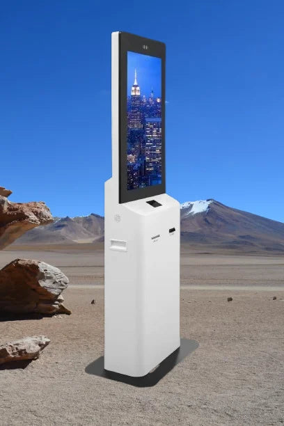 Self-service terminal payment kiosk Personalized check-in in interactive kiosk touch visitor management self-service
