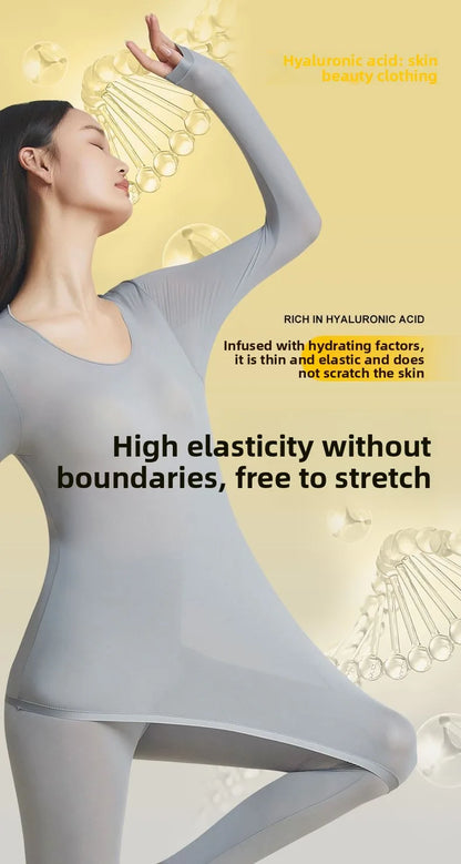 37 Women's Thermal Underwear Base Layer Shirt Skin Beauty Garment Ultra-Light Long Sleeve Thermal Set