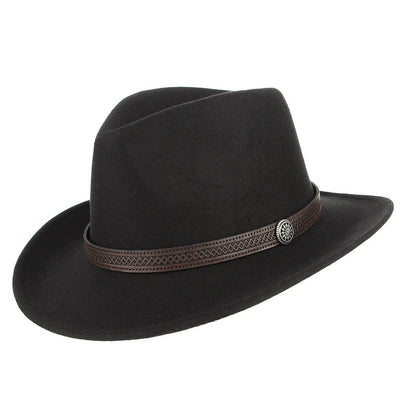 Western Cowboy Hat for Men and Women, Wide Brim Fedora Jazz Hats, Cowgirl Hat with Belt, Autumn and Winter