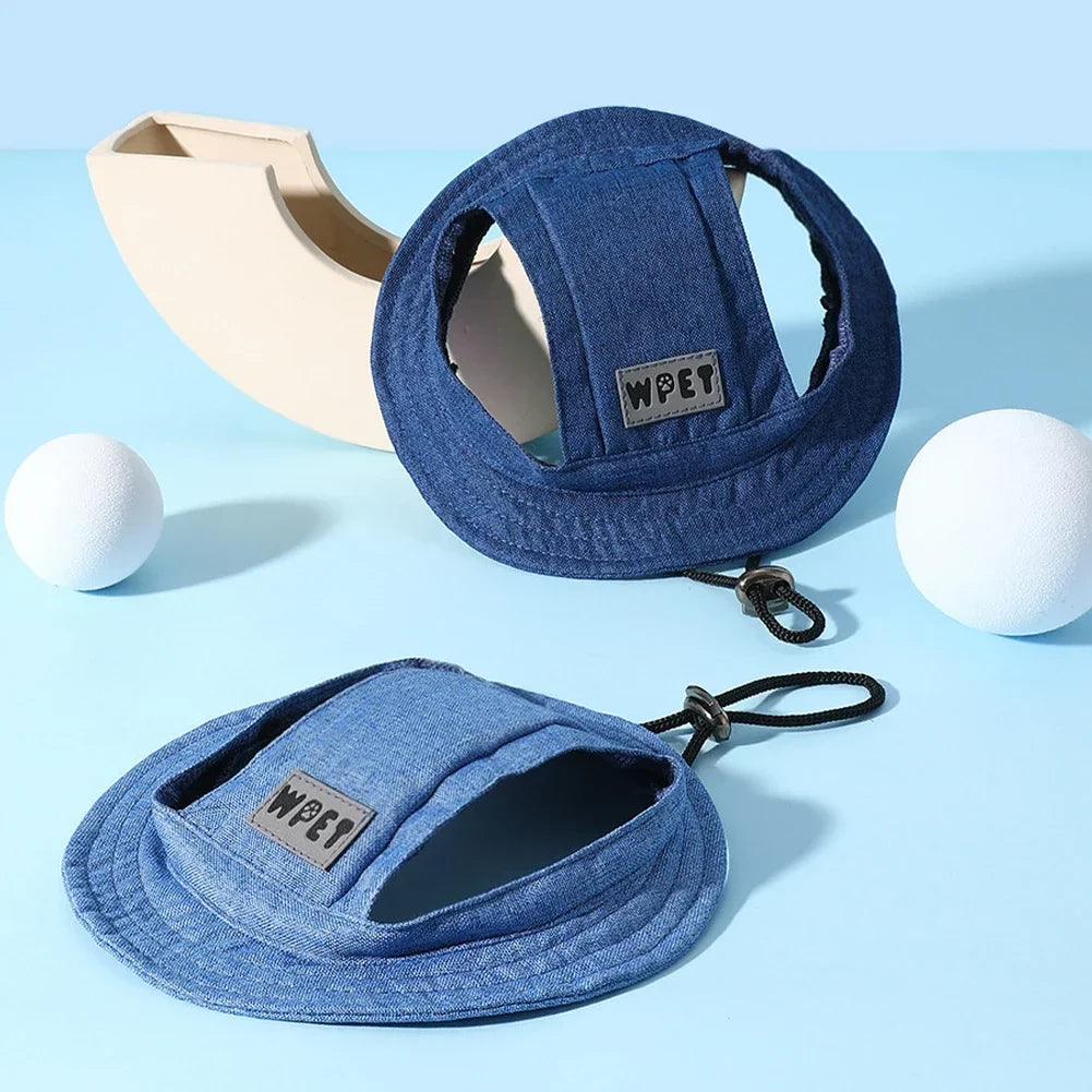 Adjustable Summer Pet Hat, Sun Protection Leak Ear Puppy Linen Cowboy Hat Sun Cap Visor Cute Outdoor Sports Hat for Cat