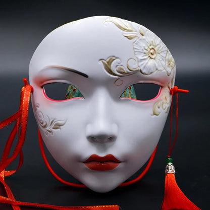 Masque de fête pour adultes, maquillage peint à la main, masque complet de file d'attente de carnaval, mascarade Kabuki pour carnaval Mardi Gras Cosplay