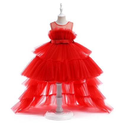 Formal evening gowns for children, elegant evening dresses for girls, with train, detachable princess dress