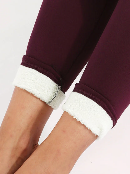 Velours hiver Leggins femmes couleur unie pantalon épais chaud velours taille haute couleur unie extérieur décontracté classique Leggings