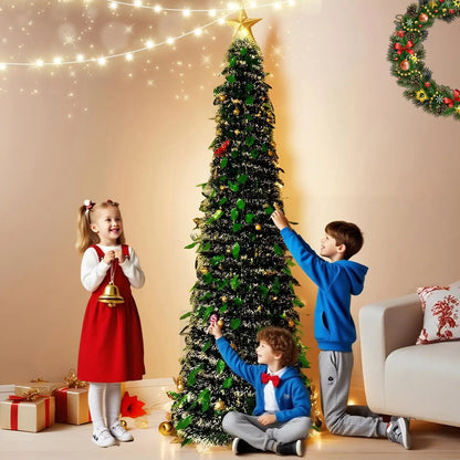 Christmas Tree Small 5 Ft Backyard Festival Decor Foldable Faux Christmas Tree for Indoor Outdoor for Patio Kitchen Party