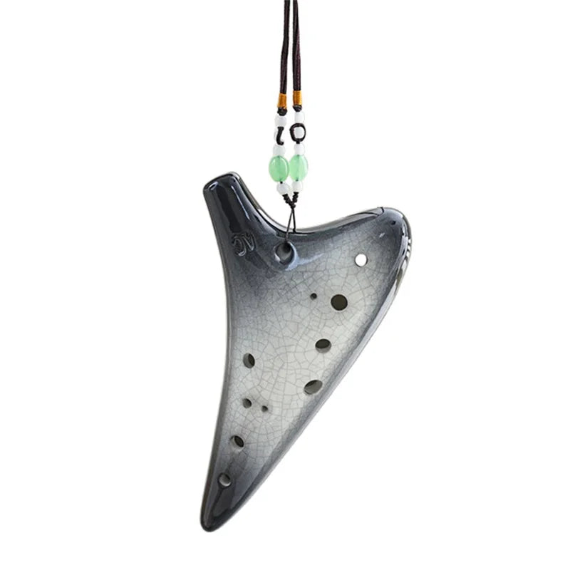 Ocarina-Flûte Alto C à 12 Trous en Céramique, Instrument Professionnel, Tao Chinois, Motif Craquelé, Deux Documents Dégradé