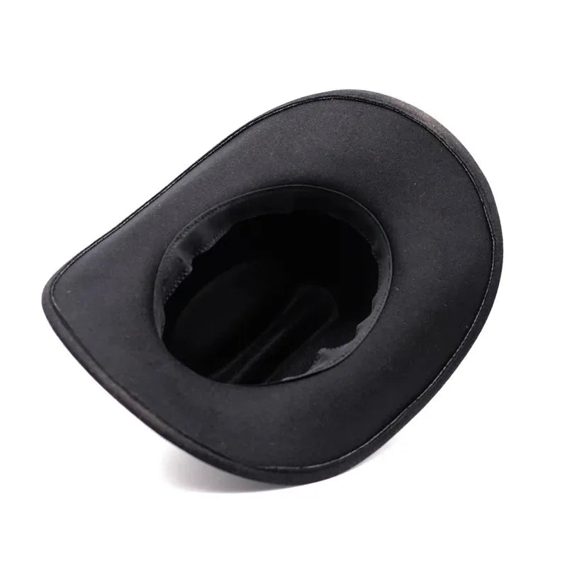 Vintage Western Cowboy Hat For Men's Gentleman Lady Jazz Cowgirl With Leather Wide Brim Cloche Church Sombrero Hombre Caps