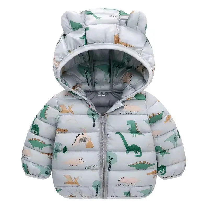 1-6T Hiver Bébé Filles Garçons Vêtements Manteaux Duvet Coton Dessin Animé Capuche Vestes Enfants Combinaison de Ski Salopette Costume de Tout-Petit