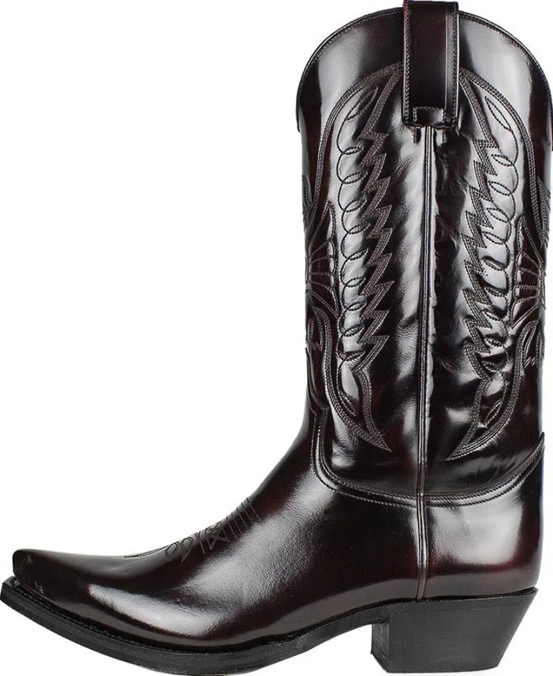 Men's Western Cowboy Boots Fashion Black Comfortable Embroidered Boots Men Couple Shoes for Men Women Motorcycle Boots Plus Size